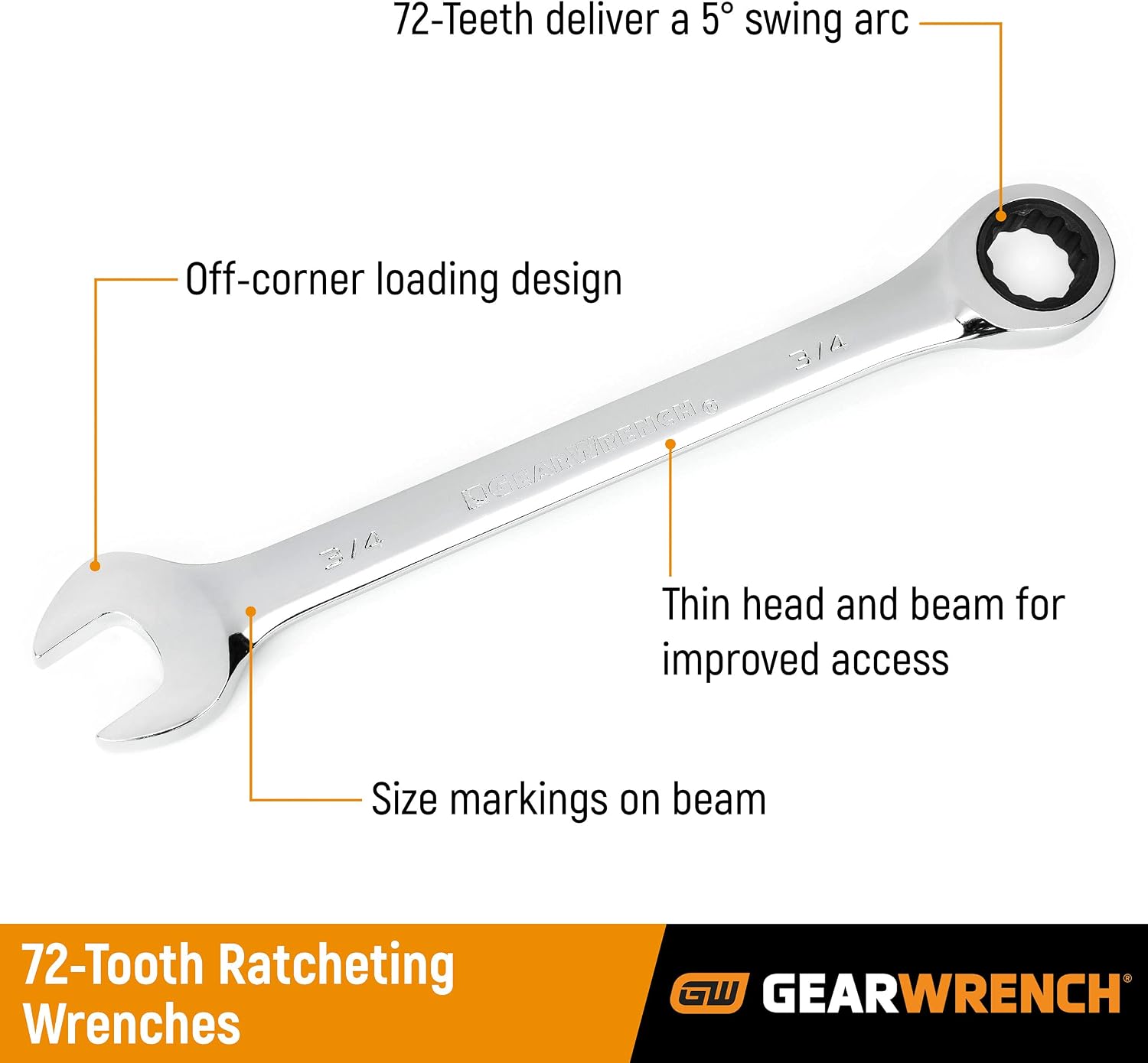 GEARWRENCH 12 Pt. Ratcheting Combination Wrench, 32mm - 9132 (Pack of 10)