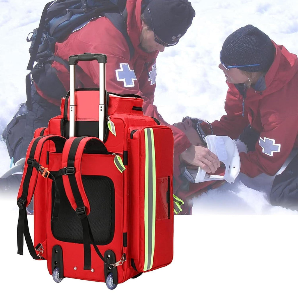 Portable First Aid Bag for Nurses Doctors,Rolling EMT with Wheels, Large Capacity Emergency Medical Backpack, Multi-Pocket Design, for Outdoor Hiking, Backpacking, Camping, Traveling