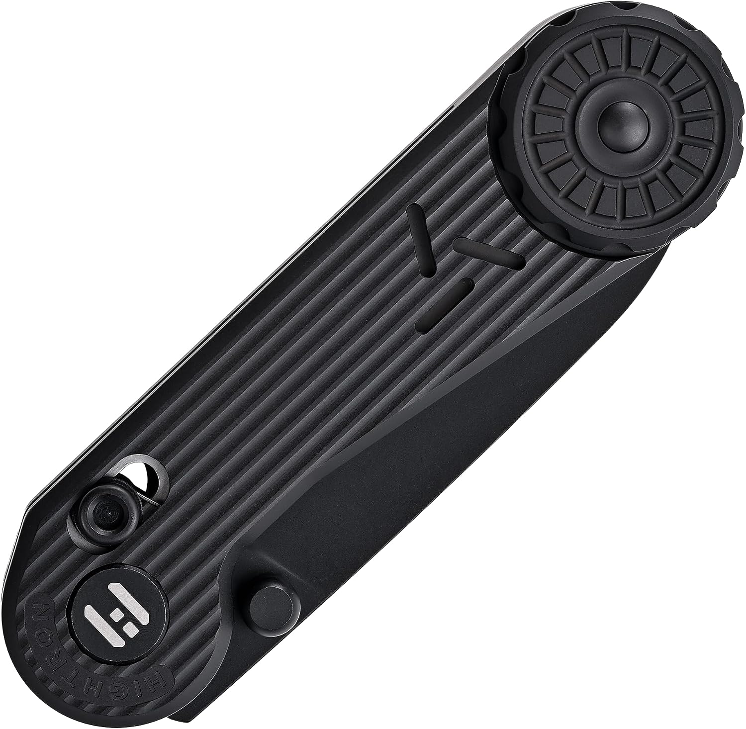 Hightron EdgePlay, Bulit-in Pop-Coin Fidget Knife, All-black, M390 Blade, Titanium Handle, Axis Lock, CNC titanium Pocket Clip, Utility Playful EDC Gear