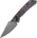 KANSEPT Fenrir Pocket Knife, 3.48'' Damascus Harpoon Blade, Purple Haze Fatcarbon Handle with Crossbar Lock, Thumb Stud Deep Clip for Edc, Camping Survival Hiking Folding Knives K1034V9