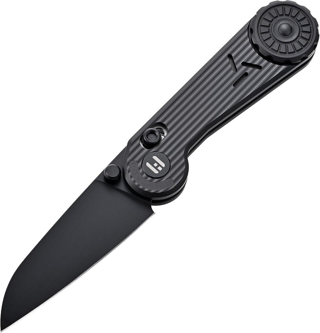Hightron EdgePlay, Bulit-in Pop-Coin Fidget Knife, All-black, M390 Blade, Titanium Handle, Axis Lock, CNC titanium Pocket Clip, Utility Playful EDC Gear