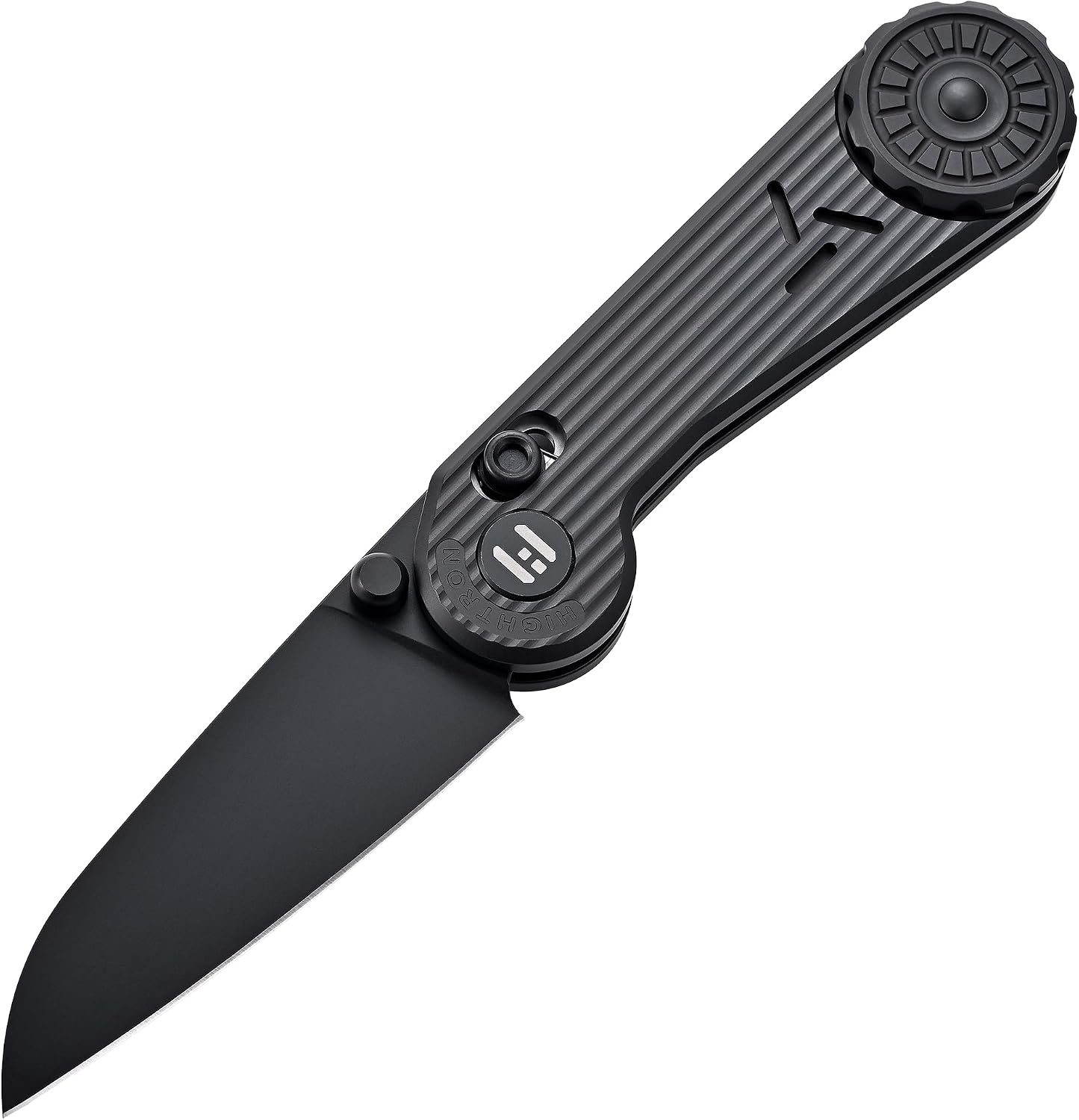 Hightron EdgePlay, Bulit-in Pop-Coin Fidget Knife, All-black, M390 Blade, Titanium Handle, Axis Lock, CNC titanium Pocket Clip, Utility Playful EDC Gear