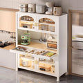JKGHK Kitchen Pantry Cabinet Buffet with Drawer Storage, 72.8in Microwave Stand with 3 Adjustable Levels, Standing Bakers Racks with Glass Doors, for Dining Room(White,80cm/31.4in)