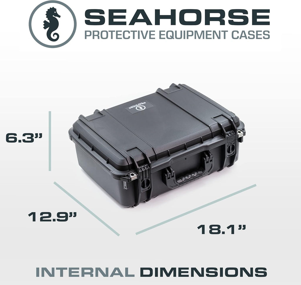 Seahorse 720 Heavy Duty Protective Dry Box Case Without Foam - TSA Approved/Mil Spec / IP67 Waterproof/USA Made for Cameras, Firearms, Motorcycles, Laptops, Consoles, VR, Drones
