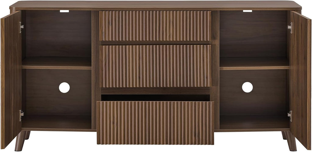 CHITA 62' Sideboard Buffet Cabinet with Storage, Living Room Accent Cabinet with Drawers, Doors and Adjustable Shelves, for Bar, Kitchen, Walnut