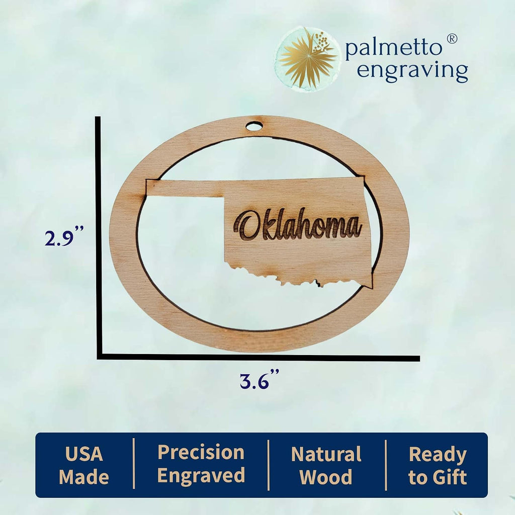 10PK Personalized Oklahoma Ornaments for Christmas Tree, Sooner State Keepsakes, Decorations and Souvenirs