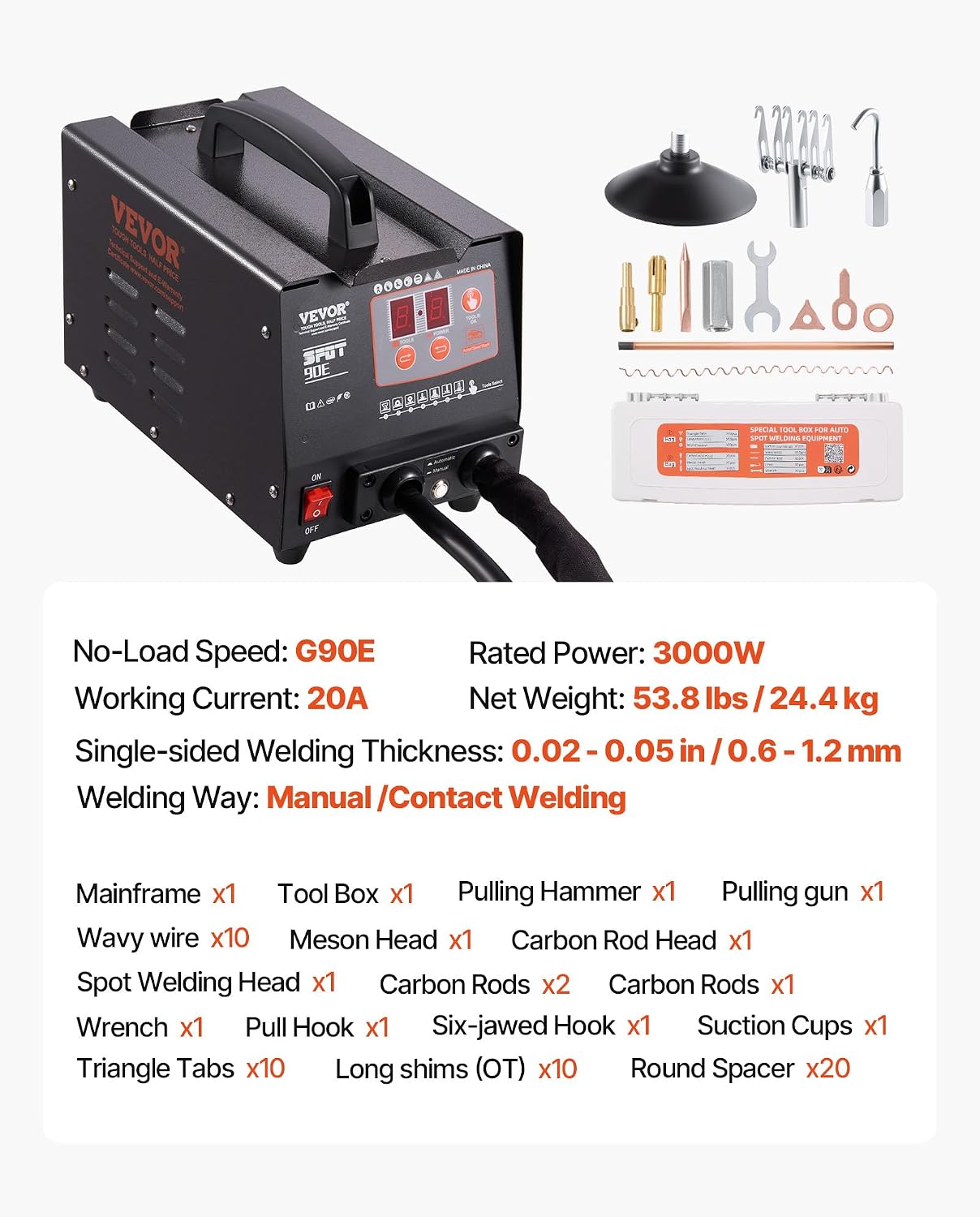 VEVOR 90E Stud Welder Dent Repair Kit, Professional Dent Removal with 110V Spot Welder and Slide Hammer Dent Puller for Auto Body Dent Repair