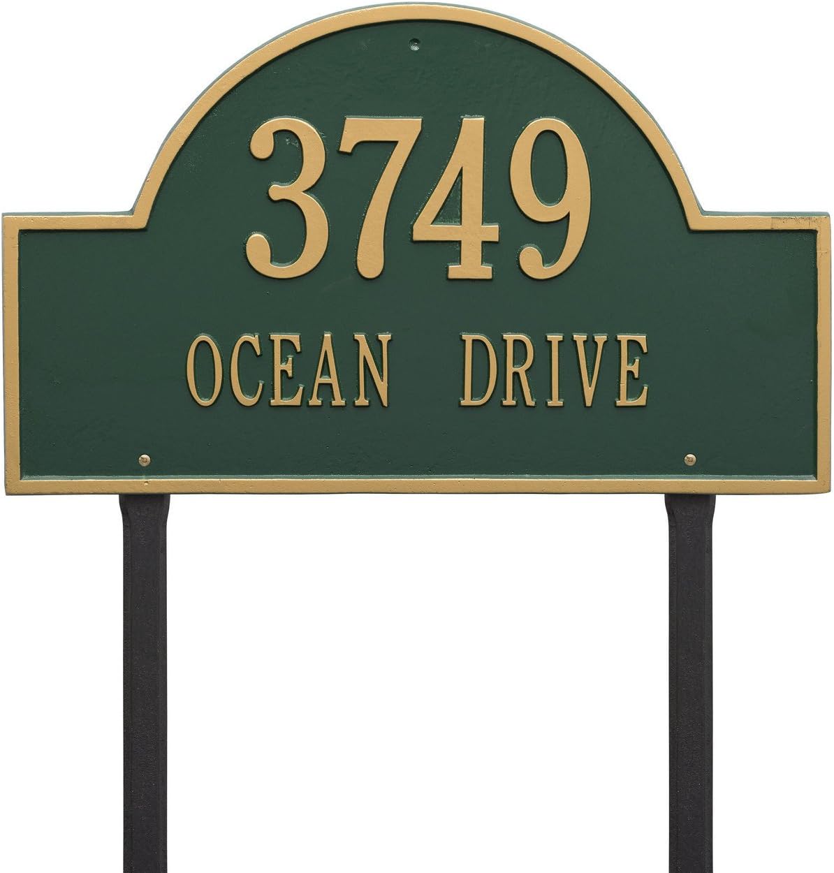 Whitehall Custom Arch Marker Estate Lawn 2 Line Aluminum Address Plaque 23.75'W x 14'H - Made in USA, Home Decor, Outdoor Decor, Housewarming Gift, Metal Customized Address Sign - Finish: Green Gold
