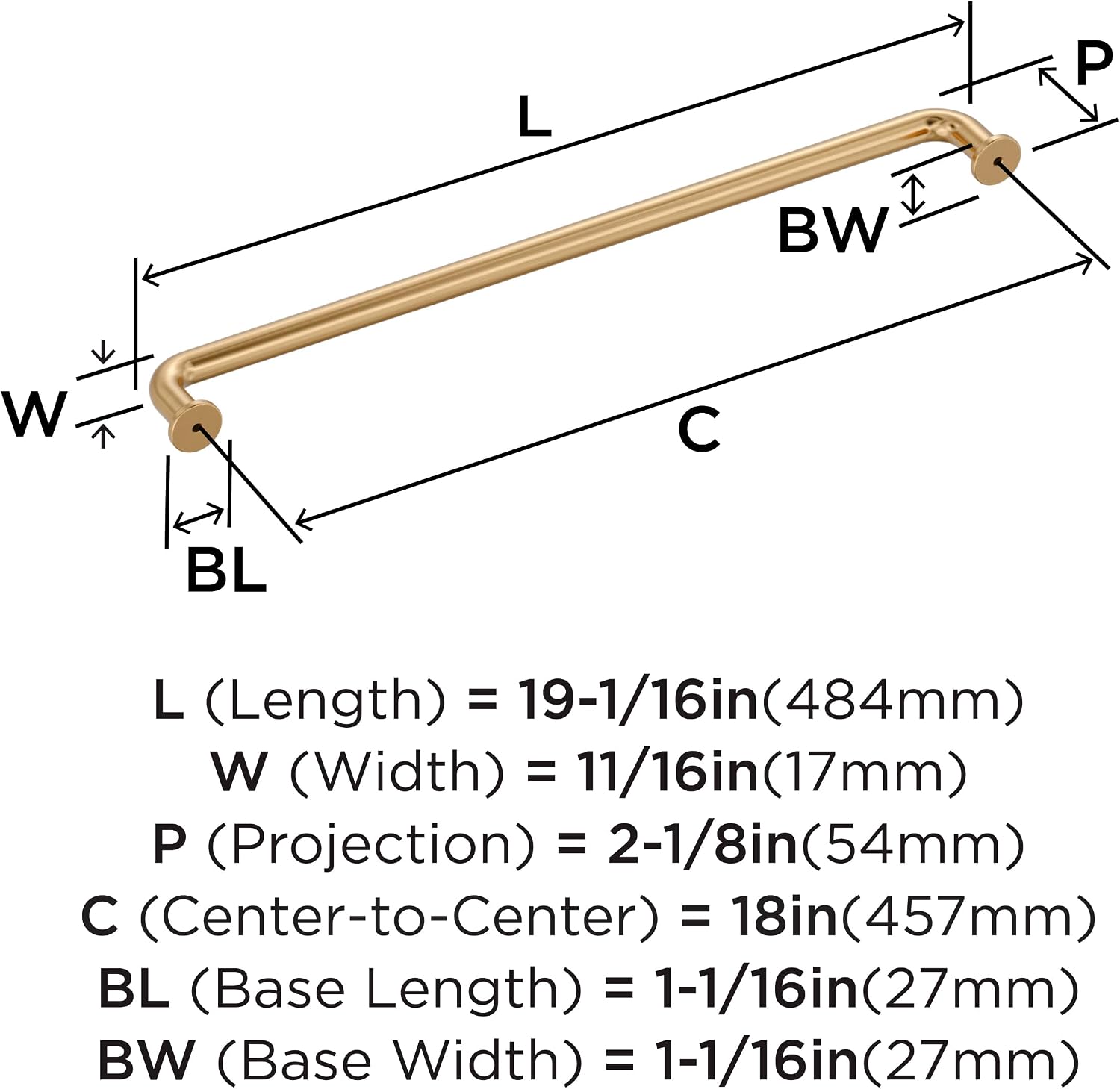 Amerock Factor 18 inch (457 mm) Center-to-Center Champagne Bronze Appliance Pull, BP36967CZ