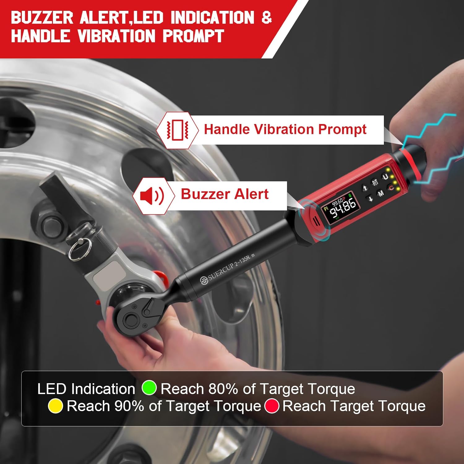 SUERCUP 3/8-inch Digital Torque Wrench(1.5-99.6Ft.Lb/2-135Nm) ；3/8-Inch Drive Click Torque Wrench - 5-45 Ft-Lb/6.8-61Nm Torque Wrench