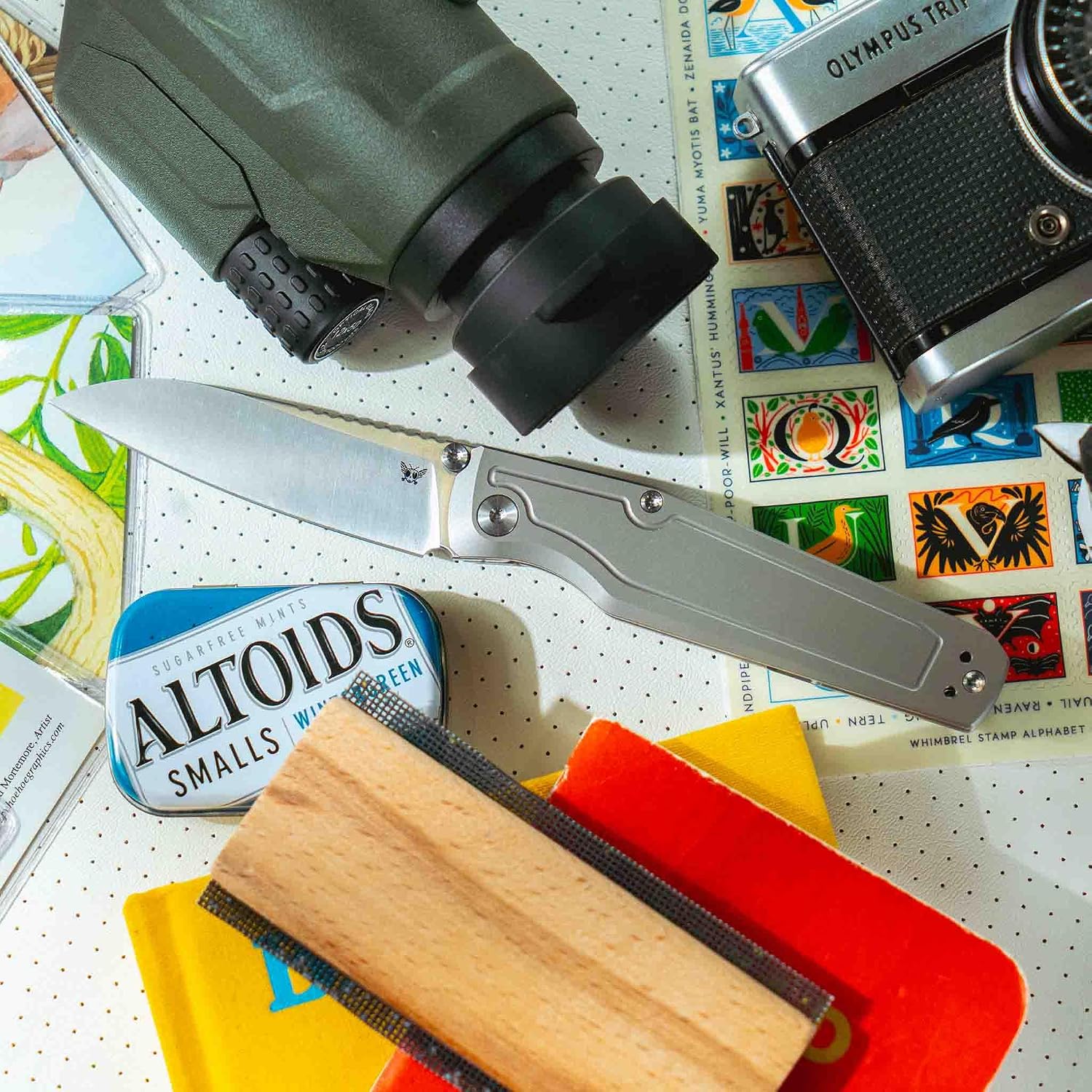Flytanium Concourse Frame Lock Pocket Knife with Titanium Handle – Modified Wharncliffe 14C28N Steel Blade, Front Flipper & Thumbstud, Reversible Titanium Pocket Clip, EDC Knife (Bead Blast)