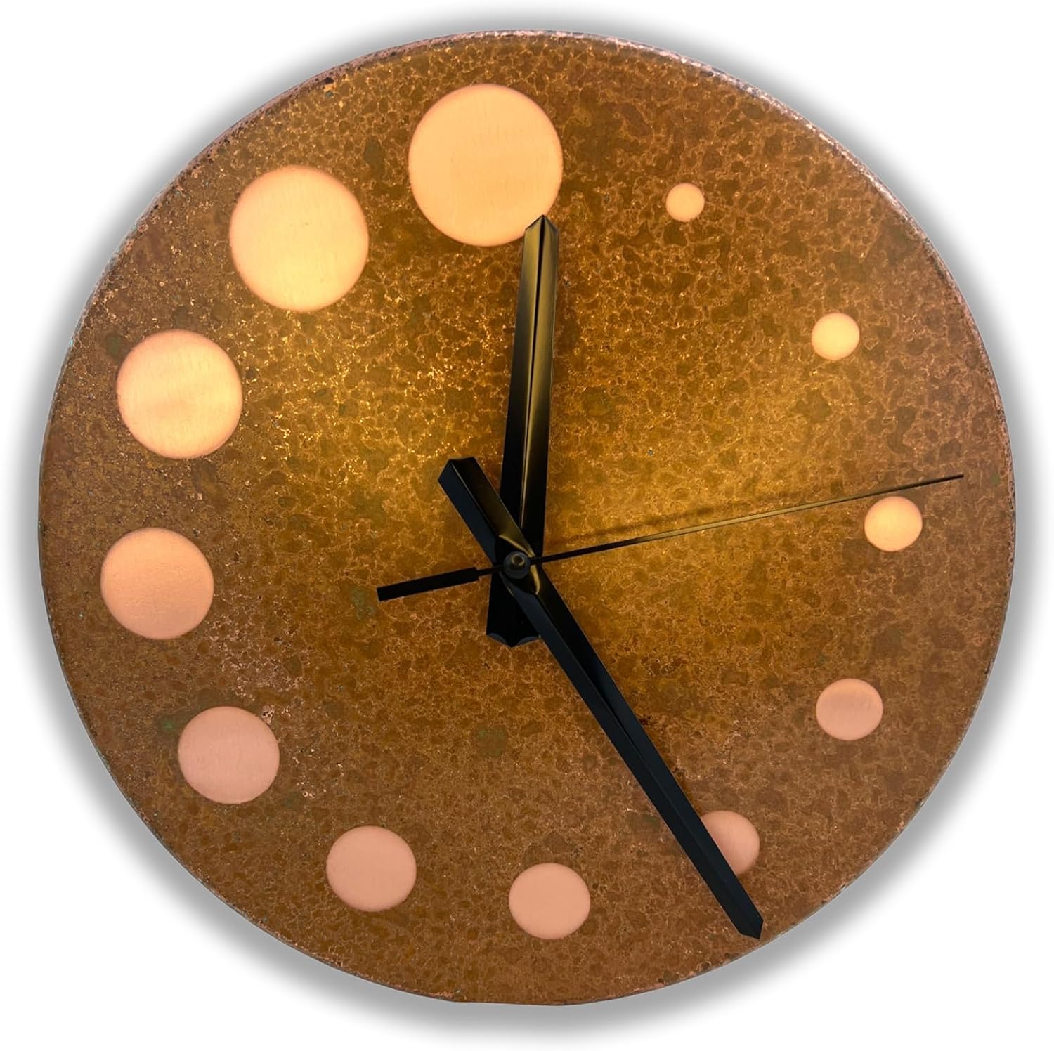 Handmade Pure Copper Wall Clock for Home Decoration, Decor Clock for Living Room, Bedroom and Kitchen, Rustic Decorative Mural Clock Art for Farmhouse (Circles of Time, 17.7)