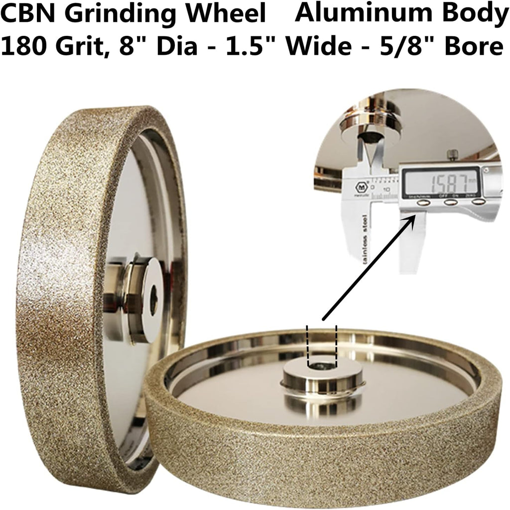 8 inch CBN Grinding Wheel 180 Grit, 8' Dia x 1.5' Wide x 5/8' Bore （Aluminum Body） for Sharpening High Speed Steel Tools、Woodturning Tools (8'x1.5')