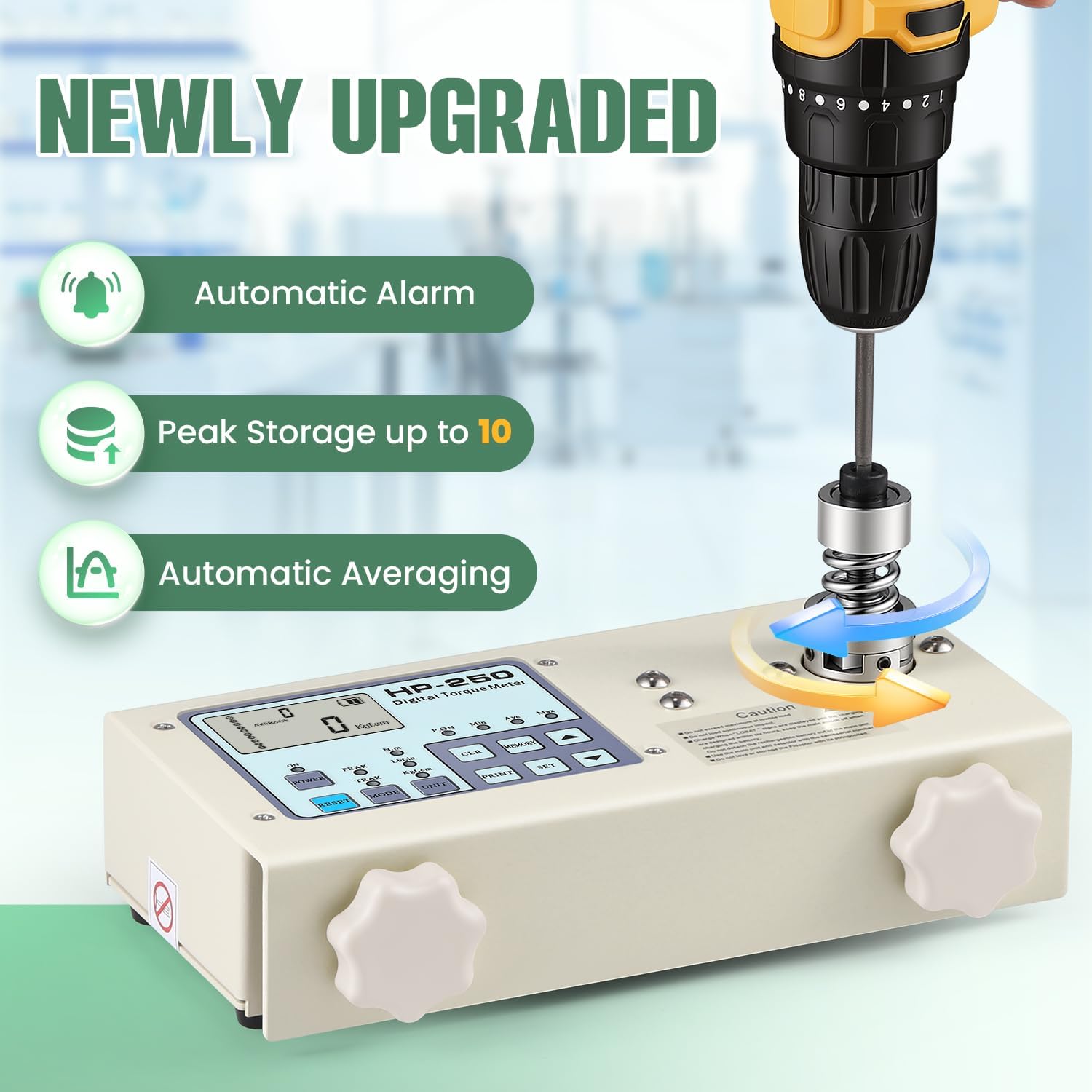 Huanyu Digital Torque Meter HP-250 Portable Torsion Meter Screw Driver Wrench Measure Tester Torque Gauge Testing Instrument Torsion Adapter Dynamometer