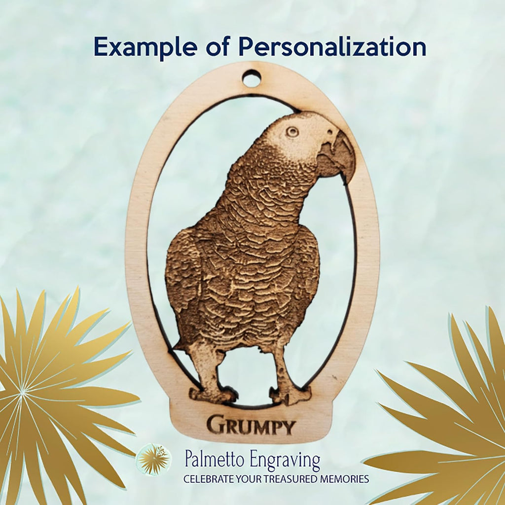 10PK Personalized African Grey Ornament, Gifts for Bird Lovers, Parrot Christmas Ornament for Christmas Tree, African Gray Parrot Gift, Pet Memorial