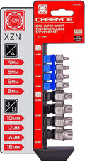 CARBYNE 4 Super Short Bit Socket Sets - 8 Piece XZN Triple Square, 9 Piece SAE Hex, 9 Piece Metric Hex AND 12 Piece Torx