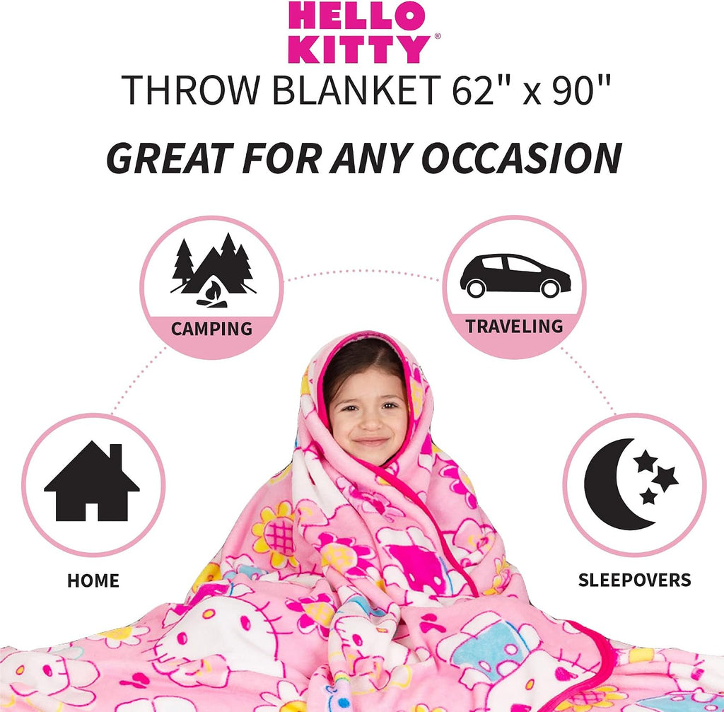 Franco Kids Bedding Super Soft Plush Throw Blanket, 62 in x 90 in, Hello Kitty (Pack of 6)