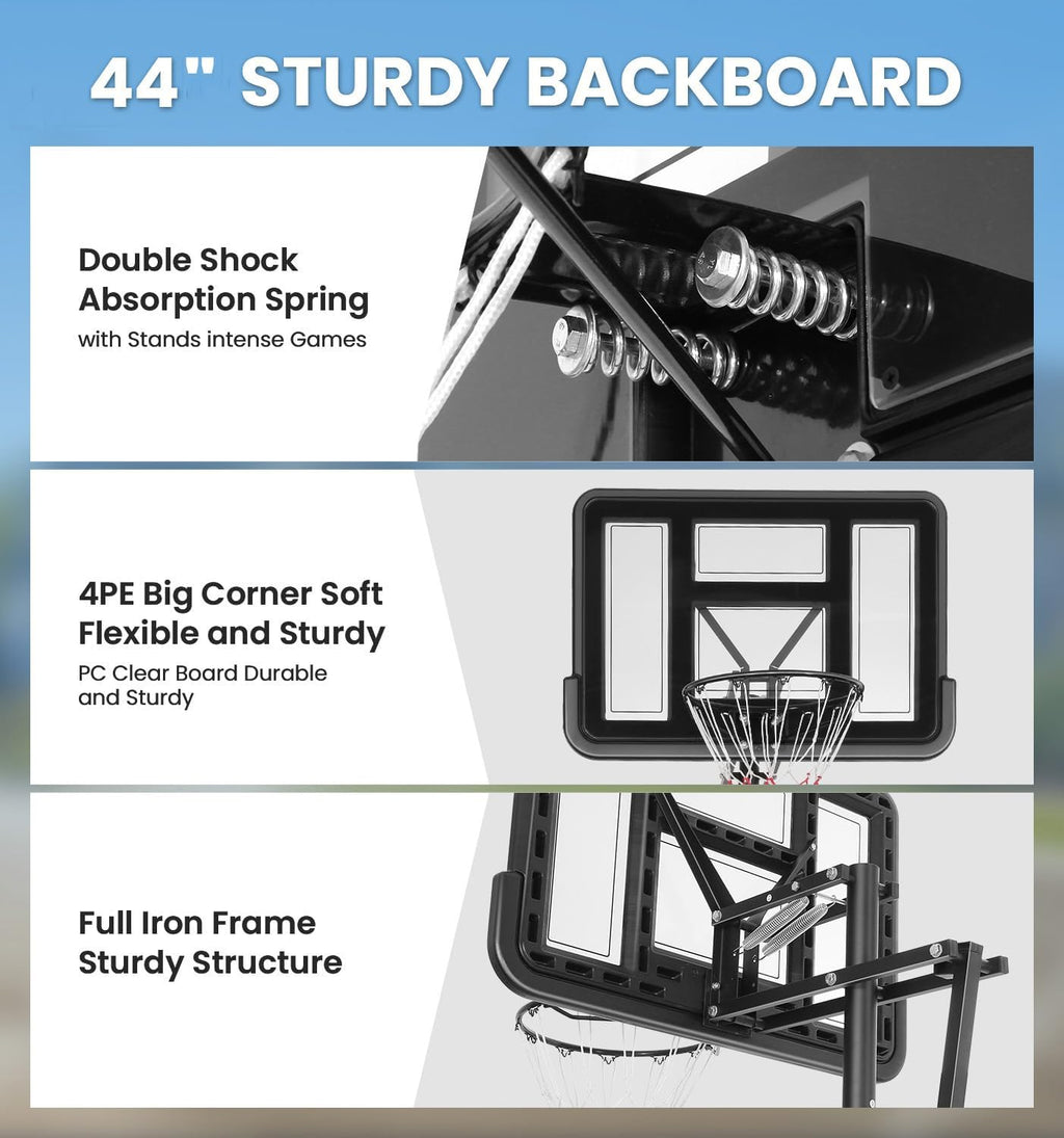 Basketball Hoop Outdoor, 4.9-10FT Adjustable Height, Portable Basketball Hoops & Goals with 48 inch Shatterproof Backboard and Triangular Base, Best for Teens/Youth/Adults