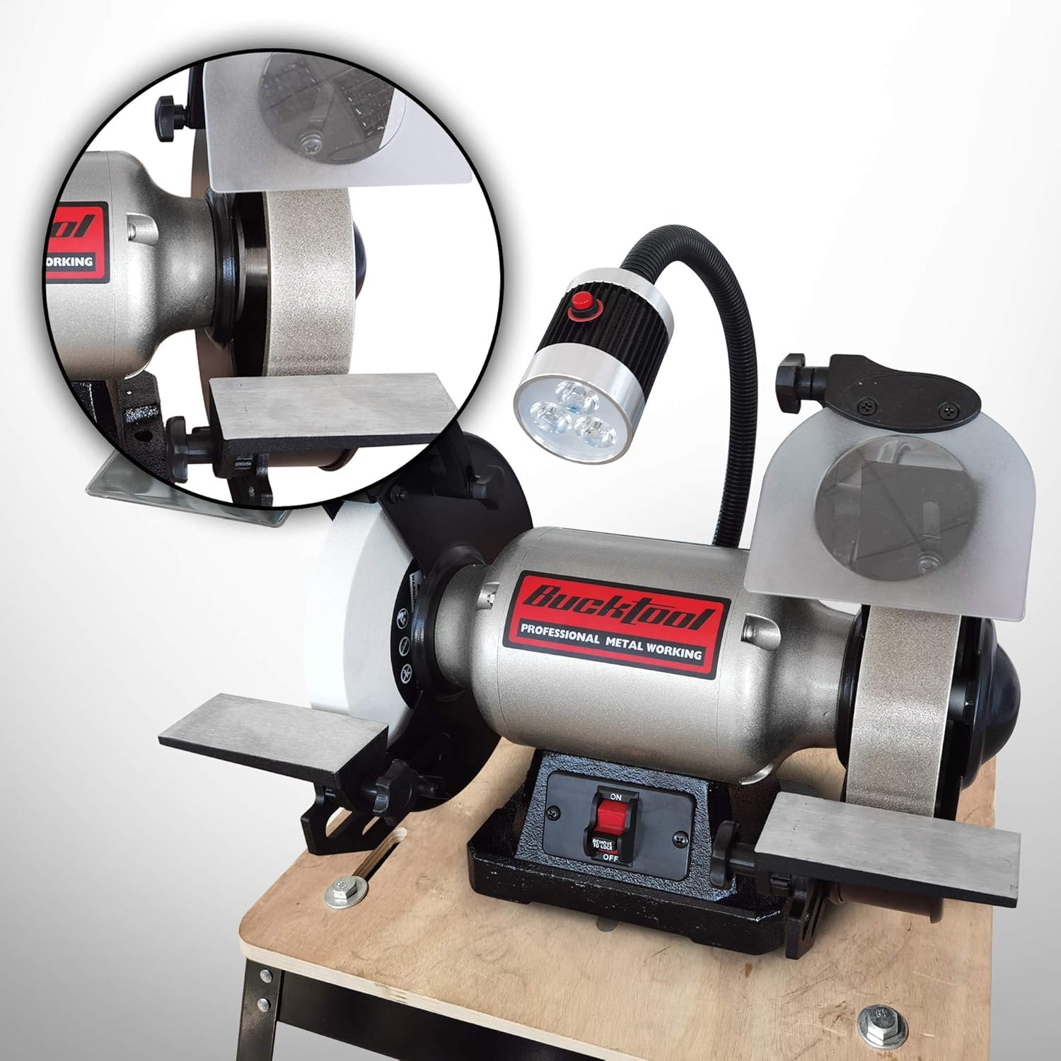 BUCKTOOL 320 Grit 8 Inch CBN Grinding Wheel, 1.5' Wide, 5/8' Arbor Cubic Boron Nitride Sharpening Wheel for Sharpening Wood-Turning Tools, Chisels, Hardcore and More