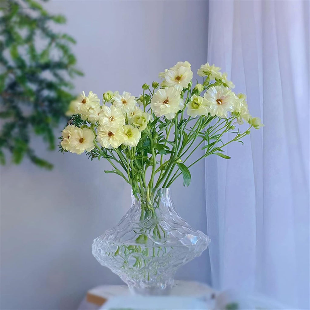 Decorative Vase Valley Vase Irregular Glass Vase Hydroponic Dry Flower Arrangement Living Room Tea Table Decoration Transparent Flower Vase Flower Vase (Color : Clear, Size : Small)
