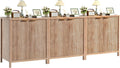 Sideboard Buffet Cabinet Set of 3, 31' Storage Cabinet with 2 Doors and Adjustable Shelves, Sideboard Console for Dinning Room, Kitchen and Living Room - Oak