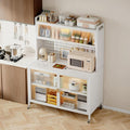 Bakers Rack with Wheels, Microwave Stand with Storage, Kitchen Storage Cabinet, Utility Shelf for Kitchens, Spacious Operating Table(White,70cm)
