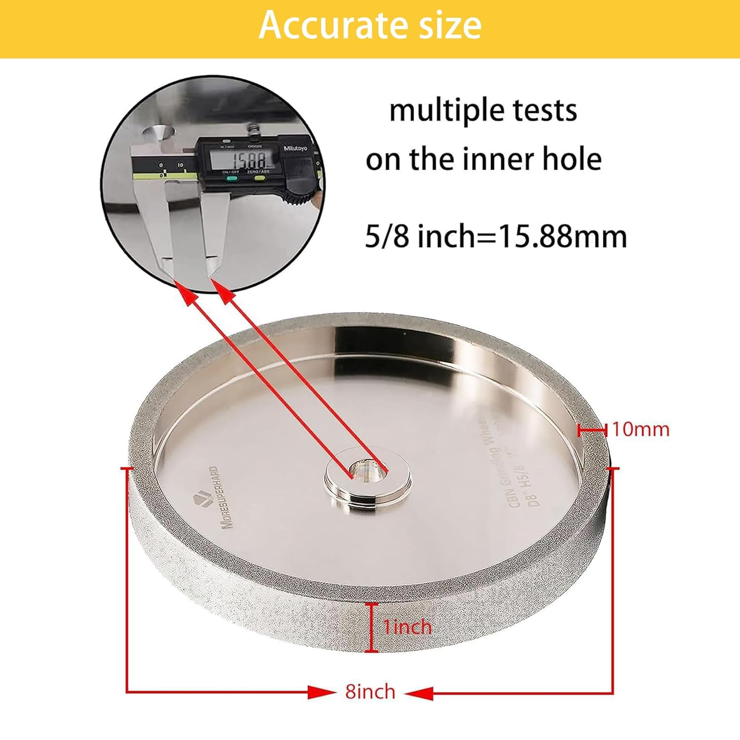 8 inch CBN Grinding Wheel Set 600 & 1000 Grit，1' Wide，5/8' Arbor， Aluminum Body，for Sharpening High Speed Steel Tools Woodturning Tools，for All Kinds of 8 inch Bench Grinders