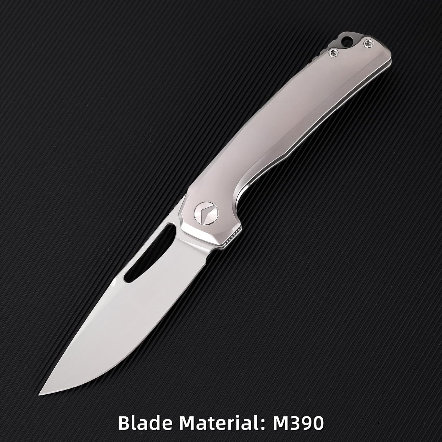 Pocket Knife, 3.5' M390 Blade Folding Knife Hunting Knife with Titanium Handle and Pocket Clip, EDC Knives for Hunting Camping Survival Outdoor Fishing Hiking（Grey）