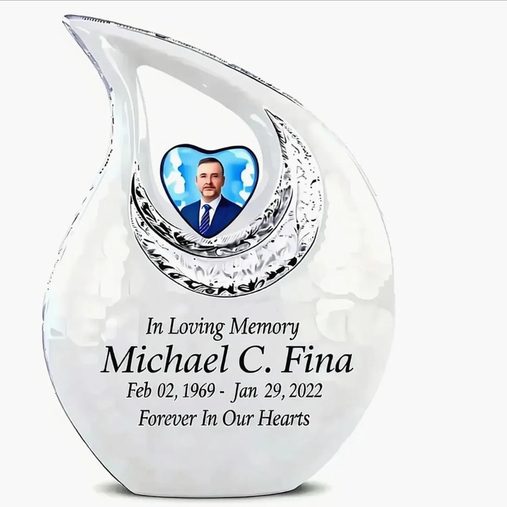 Large Tear Drop Urn for Human Ashes Adult Man & Female, 10 Inches Tall Memorial with Photo & Engraving Personalized Options, Outdoor Safe, 2.5 L Capacity, 100 Options Available from Keepsake Company