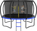 12FT 14FT Trampoline for Adults/Kids - Outdoor Trampoline with Basketball Hoop, Curved Poles, Enclosure Net and Ladder, Heavy Duty Recreational Trampoline, ASTM Approval
