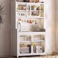 Microwave Stand with Storage Cabinet White Available in Carbon Steel Bread Rack Coffee Station Microwave Rack Storage Rack for Dishes Wine Pots(Size:98.8 * 36.6 * 185.4cm)