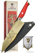 Dalstrong 8 inch Chef Knife- Game of Thrones™ Knife - House Lannister™ Edition - German Premium Steel Full Tang - Professional G10 Handle - Collection Item Toughbuilt Utility Knife- Leather Sheath