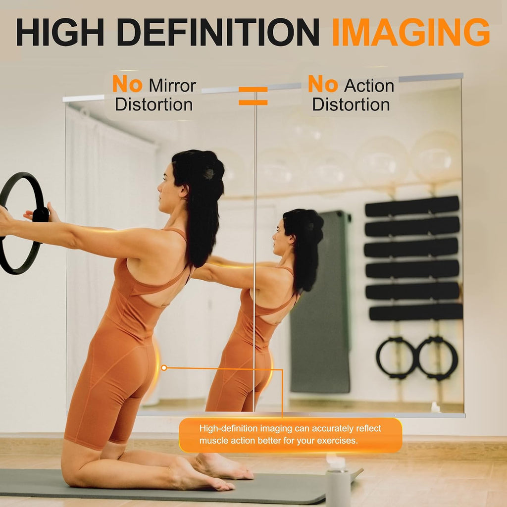 Delma Home Gym Mirror, 48''x28''x2PCS Silver Wall Mounted Large Frameless Tempered Glass Wall Mirror for Home Gym, Garage, Bedroom, Bathroom