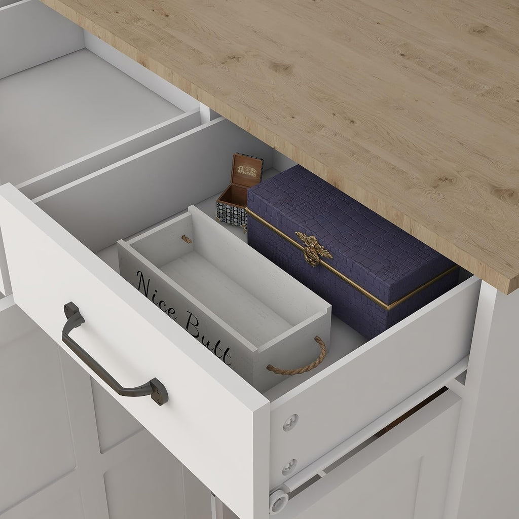 RASOO Sideboard Buffet Cabinet White Field Door Panel Kitchen Side Board Cabinet with Storage 3 Doors and 3 Drawers for Living Room, Kitchen (Grid Doors)