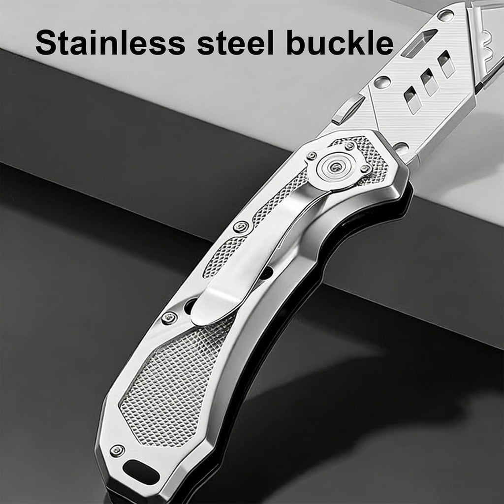 Box Cutter with Belt Clip, Heavy Duty Utility Knife for Cartons, Cardboard, Carpet and Leather, with Wood Handle and Extra 11 SK5 Blades(*3)