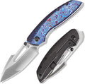 KANSEPT Link Pocket Folding Knives for Men EDC Camping Hiking Folding Knife for Men Women 3'' Satin CPM 20CV Blade Material Pocke Knife with Timascus + Blackwash Titanium Handle Everyday Carry K1068A3
