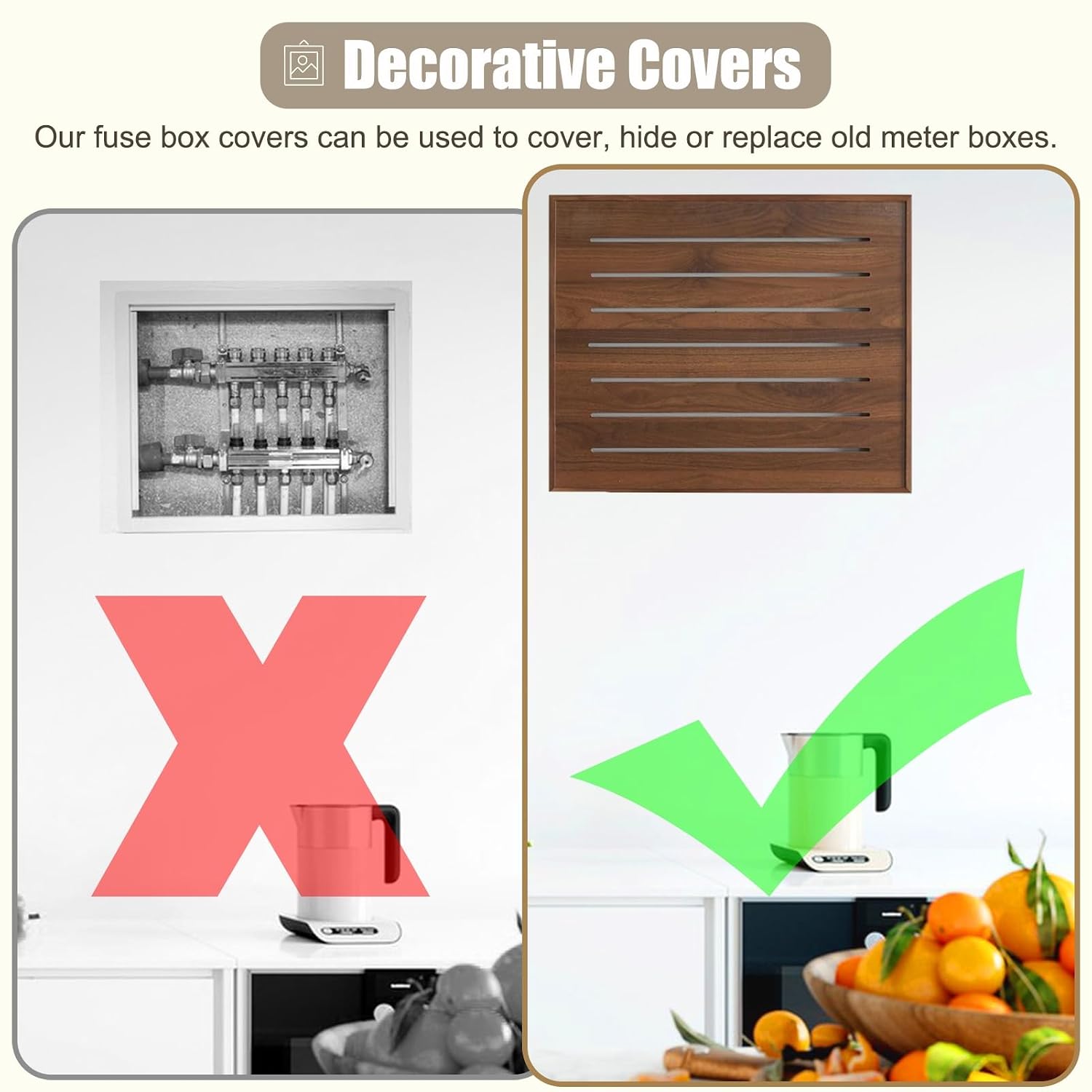 Outdoor Fuse Box Cover - Detive Stone Texture Art Panel, 30x40cm (11 3/4x15 3/4in), Durable Electric Meter Box Plate for Indoor/Outdoor Use, Stylish Wall Replacement
