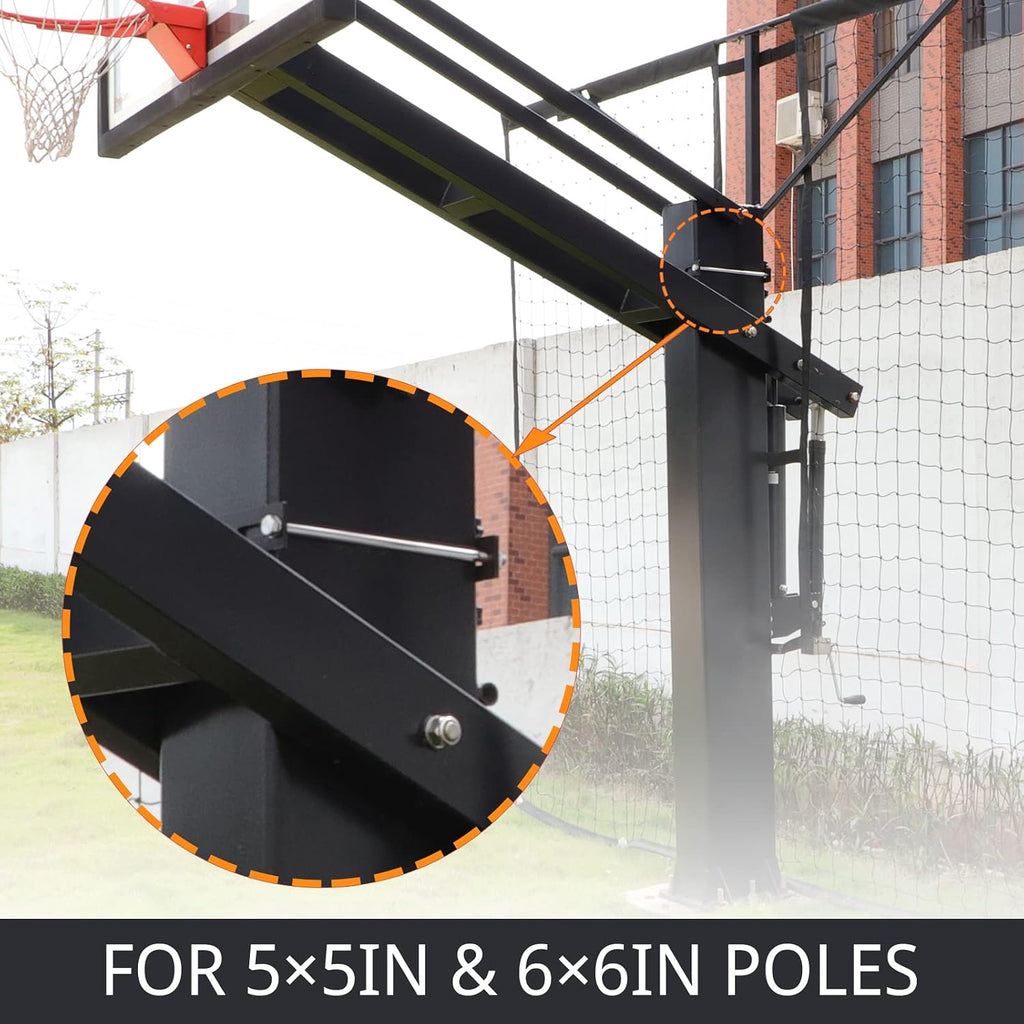Basketball Yard Guard Defensive Net System - Heavy Duty 12FT x 10FT Rebounder with Foldable Net，Basketball Returns Net Made for Basketball Hoops with a 12'x8', 8'x6', 6'x6' or 5'x5' Main Pole.