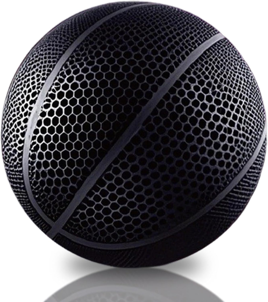 3D Printed Airless Basketball - No Pump Needed, Ultra-Quiet & High Bounce - Official Size 7 for Indoor & Outdoor Use (Black)