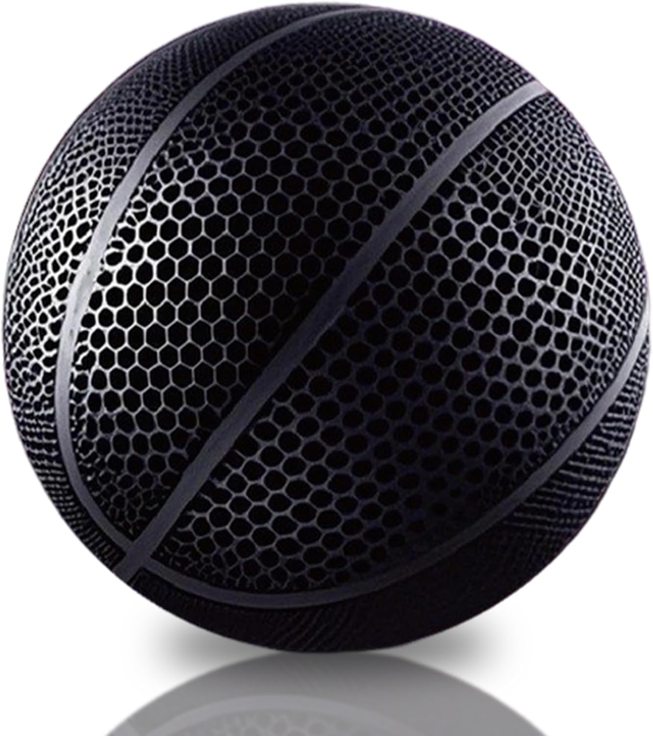 3D Printed Airless Basketball - No Pump Needed, Ultra-Quiet & High Bounce - Official Size 7 for Indoor & Outdoor Use (Black)