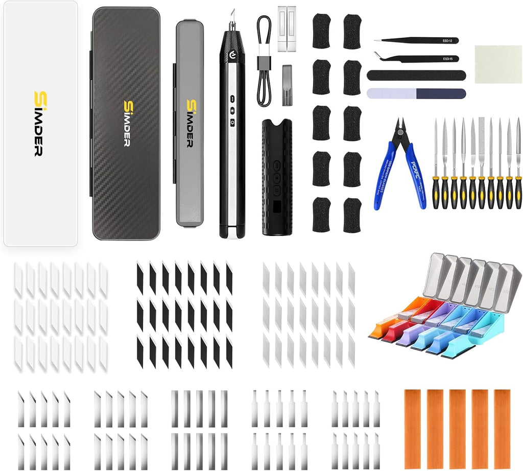 Cordless Ultrasonic Cutter Knife with 122Pcs Neoblade Replacement Ceramic Fiber Stone Accessories Kit for 3D Printing Prototyping DIY Project