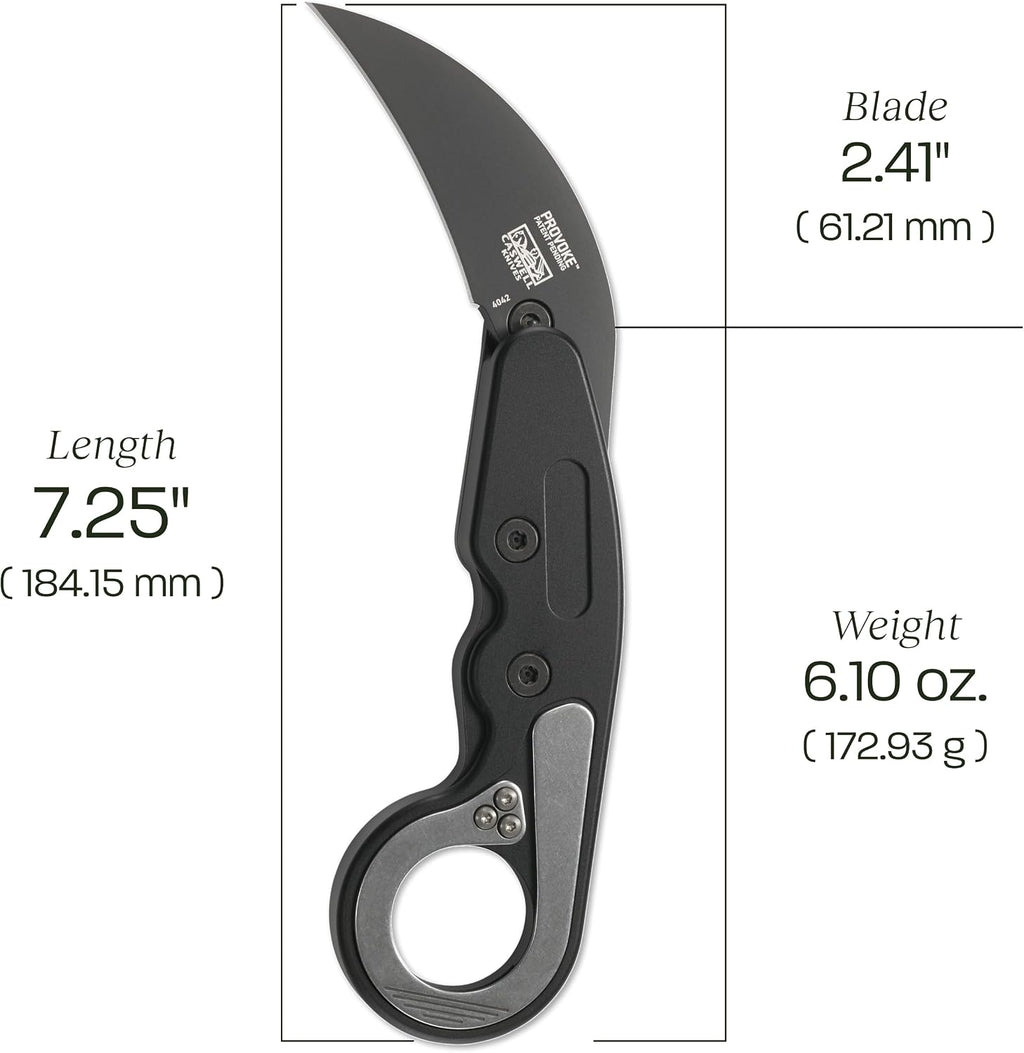 CRKT Provoke First Responder Folding Pocket Knife: Morphing Karambit, D2 Blade Steel, Kinematic Pivot Action, Integrated Safety Lock, Low Profile Pocket Clip, Glass Breaker, Sheath 4042