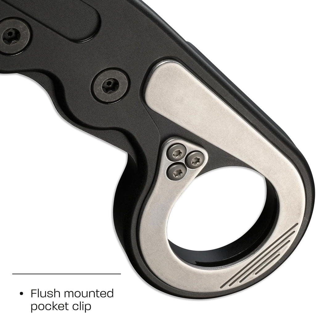 CRKT Provoke First Responder Folding Pocket Knife: Morphing Karambit, D2 Blade Steel, Kinematic Pivot Action, Integrated Safety Lock, Low Profile Pocket Clip, Glass Breaker, Sheath 4042