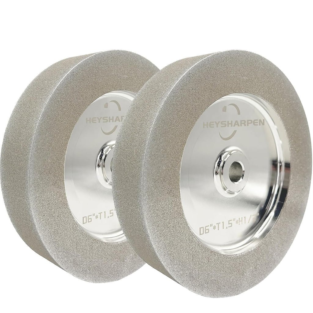 CBN Grinding Wheel 6 inch 320&1000 Grit Mega Square,1.5' Wide,1/2' Arbor,1' Down The Side,for Sharpening Woodturning and HSS Tools,Suitable for All Kinds of 6-inch Bench Grinders(320&1000 Grit)