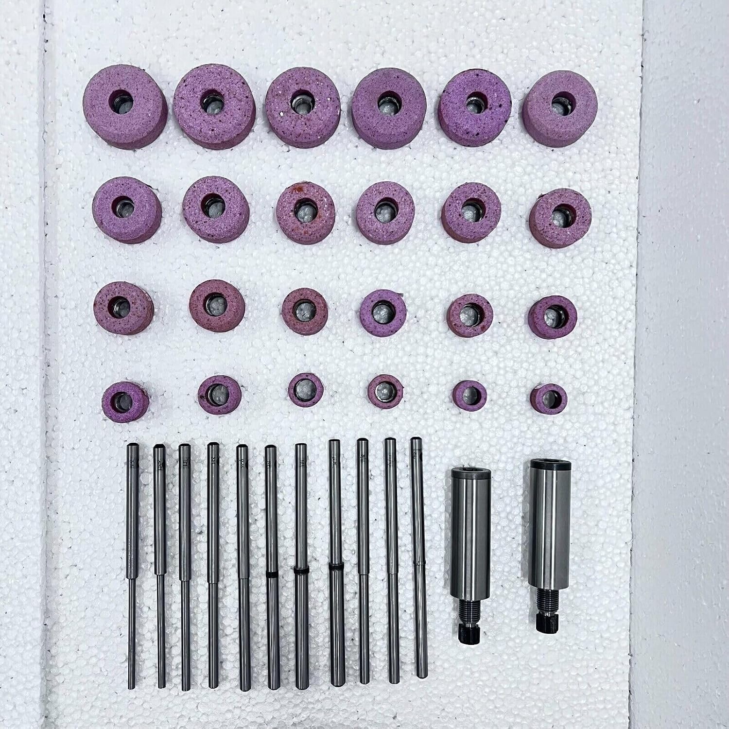 Sioux Valve Seat Grinding Wheels Set 24 Pieces with 11 Pieces Pilots + 2 Pieces Stone Holder