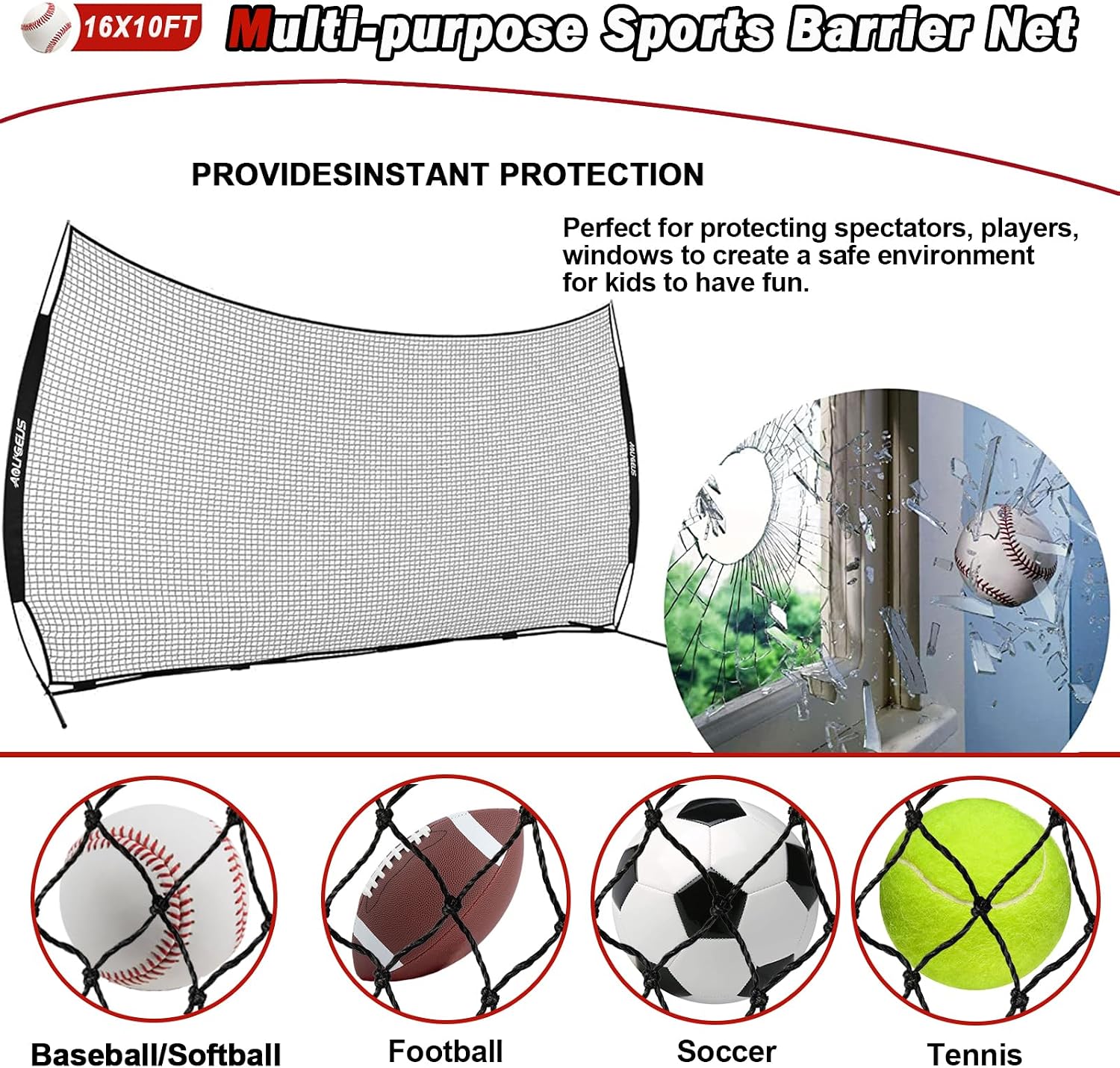 Sports Barrier Net,Sports Net,Barricade Backstop Net,Perfect for Baseball,Softball,Soccer, Basketball,Lacrosse