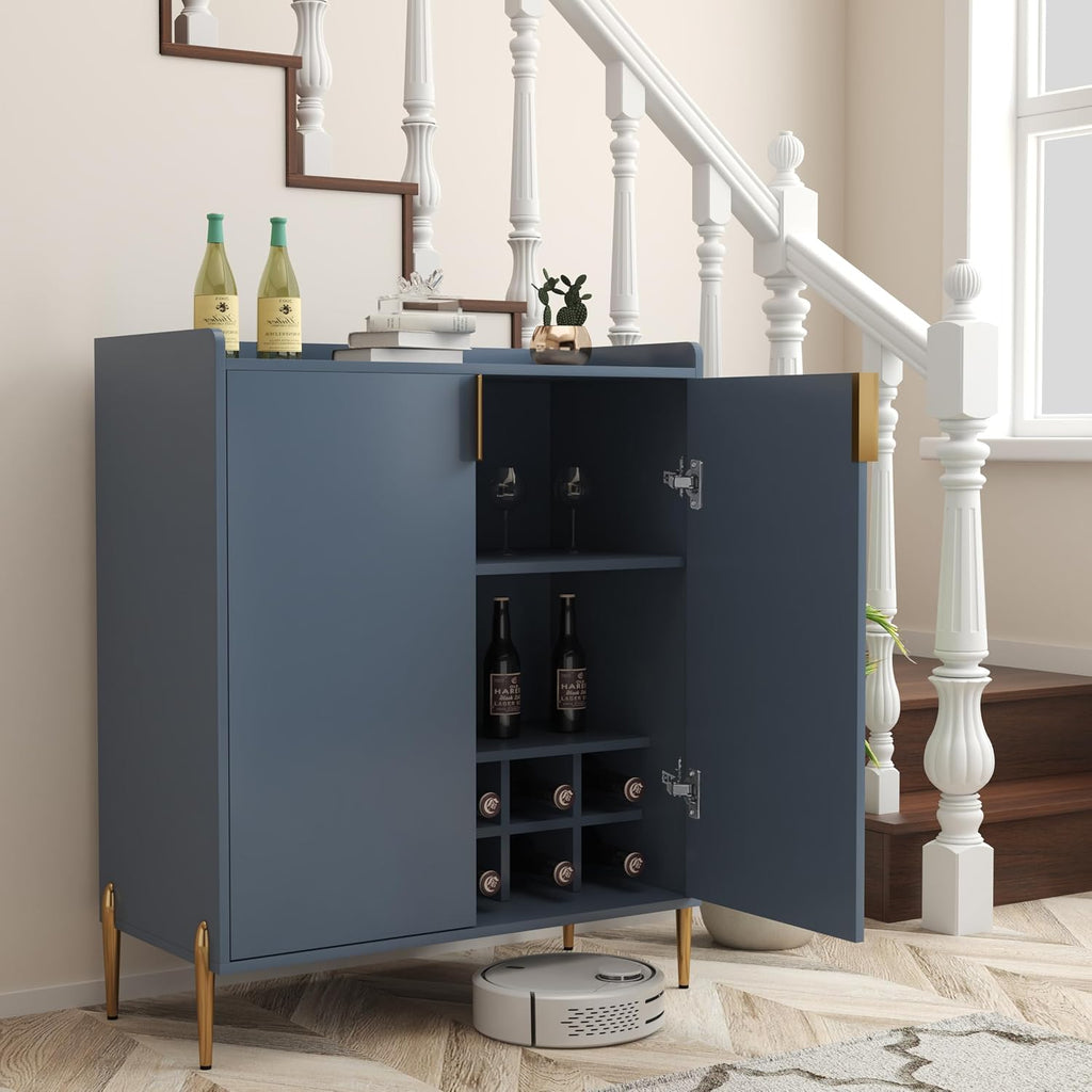 39' Moisture-Resistant Freestanding Storage Cabinet, Kitchen Storage Bakers Rack with Adjustable Shelf, Utility Food Cupboard with Anti-Tipping Device for Kitchen Dining Living Room, Blue