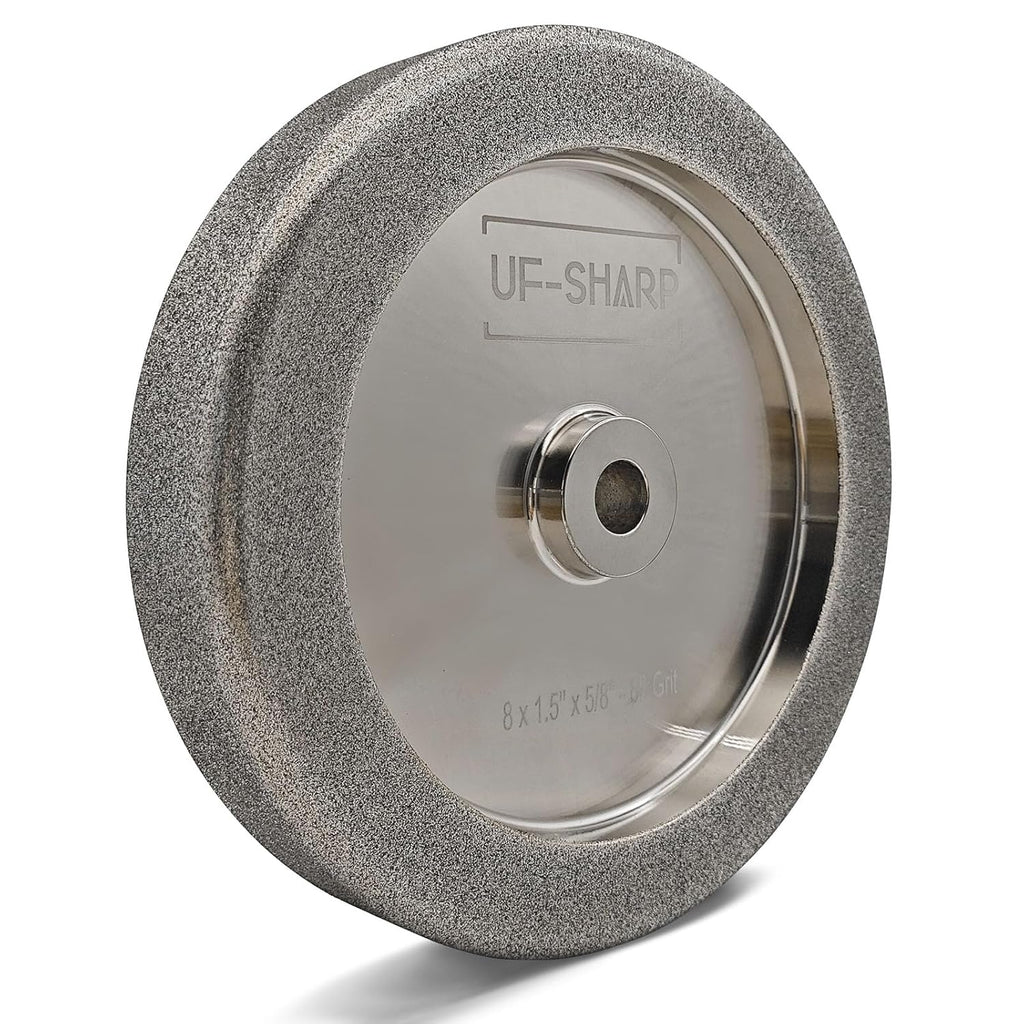 4 in 1 Plus CBN Grinding Wheel 8 inch, 1.5' Wide, 5/8' Arbor, 1/4' Radius for Sharpening Woodturning Tools、HSS Tools (80 Grit)