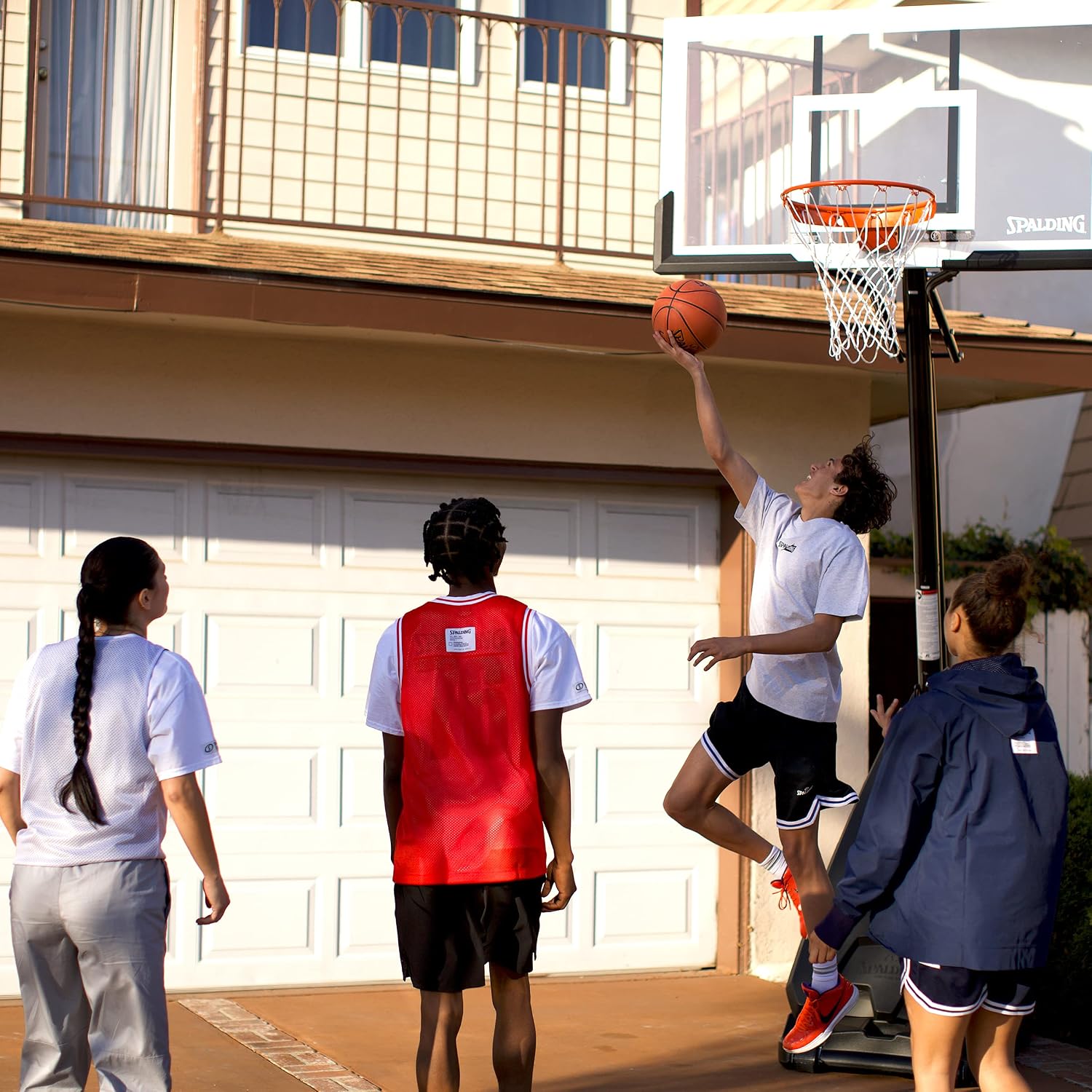 Spalding Ultimate Hybrid Portable Basketball Hoop | Adjustable Height from 7.5' to 10' in Infinite Increments | Arena Slam Breakaway Rim