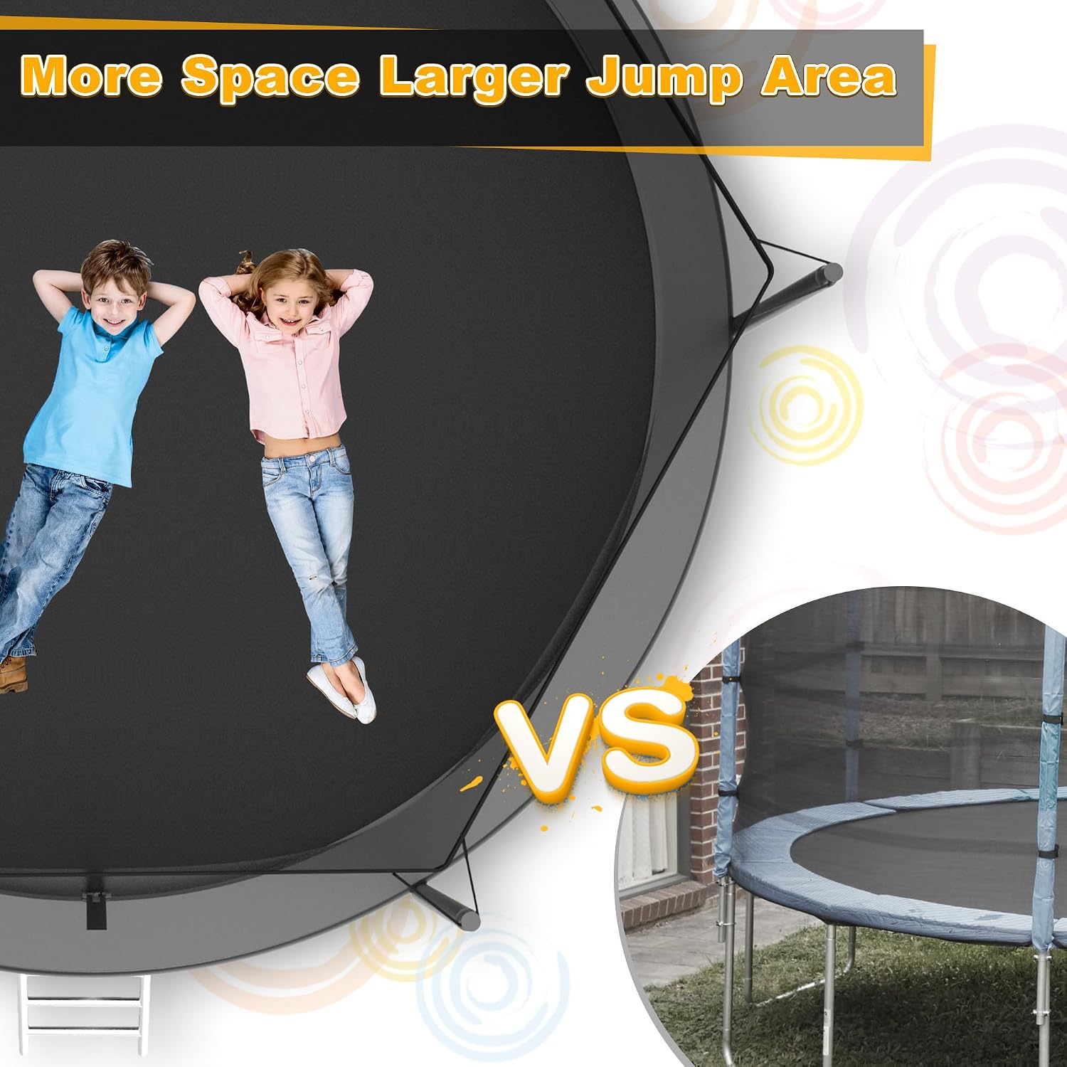 2026 Upgrade 1500LBS Outdoor Tranpoline for Kids and Adults 【Easy to Install & Built to Last】 10FT 12FT 14FT 16FT Recreational Tranpolines with Net, Basketball Hoop and Ladder, ASTM Approved